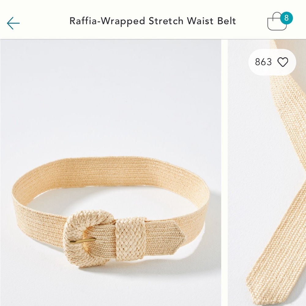 Raffia-Wrapped Stretch Waist Belt